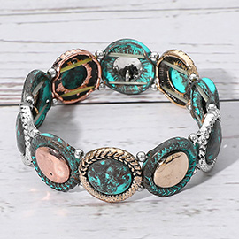 Antique Metal Medal Stretch Bracelet