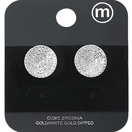 Gold Dipped CZ Stone Paved Disc Stud Earrings