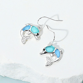 Sea Glass Dolphin Dangle Earrings