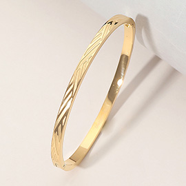 Stainless Steel Textured Hinged Bangle Bracelet