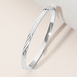 Stainless Steel Textured Hinged Bangle Bracelet
