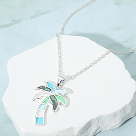 Sea Glass Palm Tree Pendant Necklace