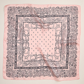 Classic Paisley Pattern Printed Square Silky Satin Scarf
