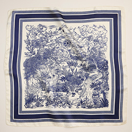 Scenic Toile Printed Square Silky Satin Scarf