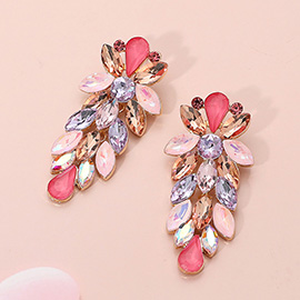 Marquise Stone Cluster Embellished Evening Earrings