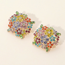Flower Pearl Stone Embellished Cluster Earrings