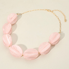 Celluloid Acetate Bold Geometric Flower Bud Beaded Statement Necklace