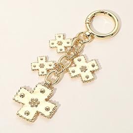 Multi Metal Cross Drop Charm Keychain / Bag Charm