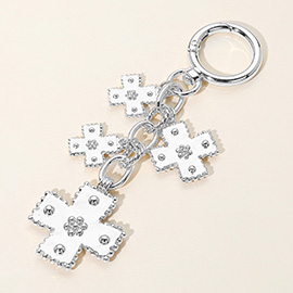 Multi Metal Cross Drop Charm Keychain / Bag Charm