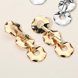 Hammered Metal Donut Link Drop Earrings