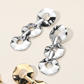 Hammered Metal Donut Link Drop Earrings