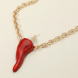 Bold Enamel Chili Pepper Pendant Necklace