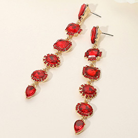 Glass Stone Cluster Link Dropdown Evening Earrings