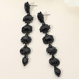 Glass Stone Cluster Link Dropdown Evening Earrings