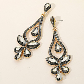 Teardrop Stone Cluster Pointed Chandelier Dangle Evening Earrings