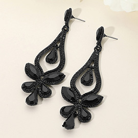 Teardrop Stone Cluster Pointed Chandelier Dangle Evening Earrings