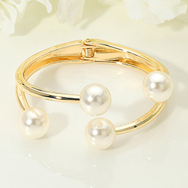 Pearl Tip Hinged Bangle Bracelet