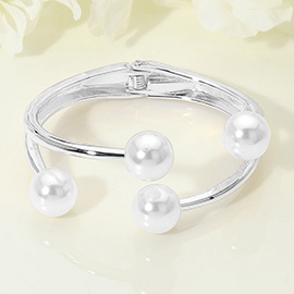 Pearl Tip Hinged Bangle Bracelet