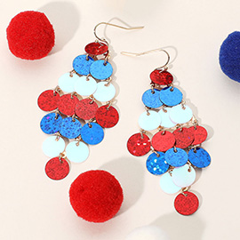 American USA Sequin Chandelier Dangle Earrings