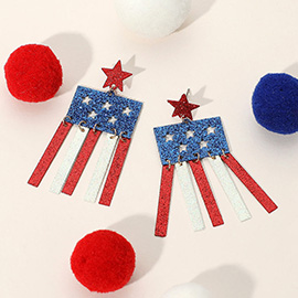 American USA Flag Sequin Dangle Earrings