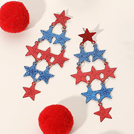 American USA Star Sequin Chandelier Earrings
