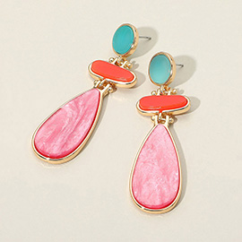 Abstract Glittered Resin Dangle Earrings