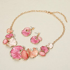 Colored Metal Gingko Leaves Vine Statement Necklace