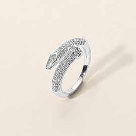 CZ Stone Paved Nail Adjustable Ring