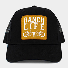 RANCH LIFE Message Steer Head Patch Pointed Mesh Back Trucker Hat