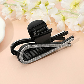 Stone Paved Open Crisscross Frame Hair Claw Clip