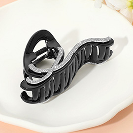 Stone Paved Wavy Open Frame Hair Claw Clip