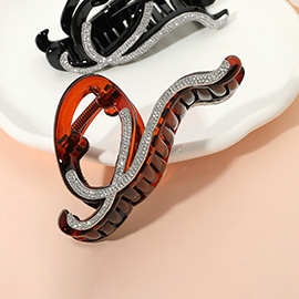 Stone Paved Wavy Open Frame Hair Claw Clip