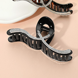 Stone Paved Wavy Frame Hair Claw Clip