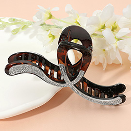 Stone Paved Wavy Frame Hair Claw Clip