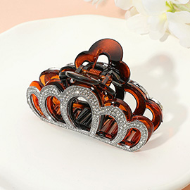 Stone Paved Crown Frame Hair Claw Clip