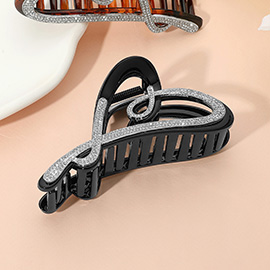 Stone Paved Heart Frame Hair Claw Clip