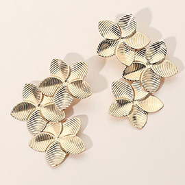 Triple Textured Metal Flower Earrings