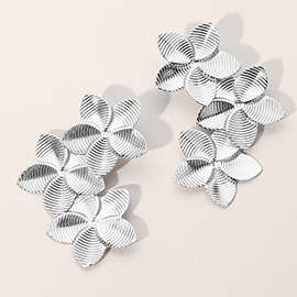 Triple Textured Metal Flower Earrings