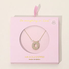 -O- 14K Gold Dipped CZ Stone Paved Initial Monogram Pendant Necklace