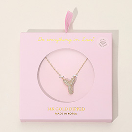 -Y- 14K Gold Dipped CZ Stone Paved Initial Monogram Pendant Necklace