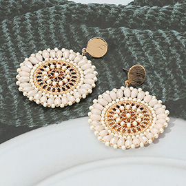 Boho Faceted Beaded Mandala Dangle Earrings