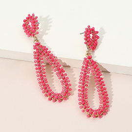 Seed Beaded Long Teardrop Dangle Earrings