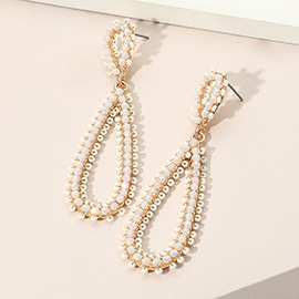 Seed Beaded Long Teardrop Dangle Earrings