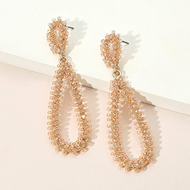 Seed Beaded Long Teardrop Dangle Earrings