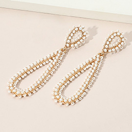 Seed Beaded Long Teardrop Dangle Earrings