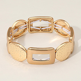 Chunky Geometric Metal Beaded Stretch Bracelet