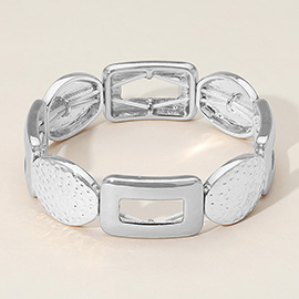 Chunky Geometric Metal Beaded Stretch Bracelet