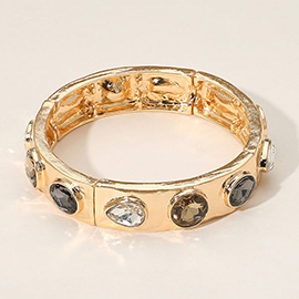 Teardrop Oval Round Stone Embellished Stretch Bracelet