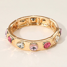 Teardrop Oval Round Stone Embellished Stretch Bracelet