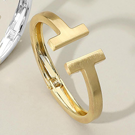 Brushed Metal T Tip Hinged Cuff Bracelet